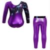 dPois Kids Girls Gymnastics Leotard with Leggings Pants Set Dance Ballet Dancewear Athletic Outfits Activewear Purple 14 Years view 2