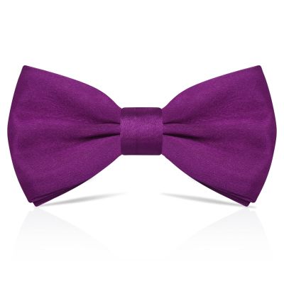 PAFUWEI Men's Pre-Tied Bow Tie, Tux Bowtie Solid Color Neck Bow Ties Adjustable Length Formal Satin Bow Tie for Wedding Party (Polyester, Fuchsia)