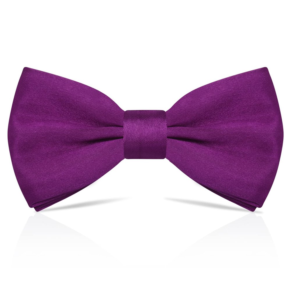 PAFUWEI Men's Pre-Tied Bow Tie, Tux Bowtie Solid Color Neck Bow Ties Adjustable Length Formal Satin Bow Tie for Wedding Party (Polyester, Fuchsia)
