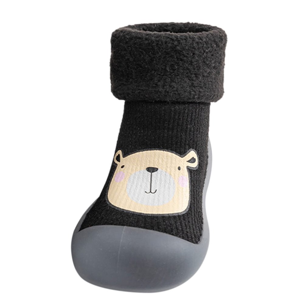 Kids Baby Slipper Boys Stocking Girls Rubber Knit Warm Soft Solid Shoes Toddler Socks Black Dress Shoes for Girls (Black, 26-27)