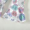 Toddler Girls Clothes Bell Bottom Sets Christmas Loose Short Sleeve T Shirt Tops Flared Pants (Blue-F, 4-5 Yeadrs) view 4