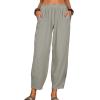 Maiyifu-GJ Women Cotton Linen Capri Yoga Pants Casual Drawstring Loose Beach Pant High Waist Wide Leg Trousers with Pockets (Grey,3X-Large) view 1