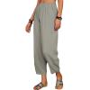 Maiyifu-GJ Women Cotton Linen Capri Yoga Pants Casual Drawstring Loose Beach Pant High Waist Wide Leg Trousers with Pockets (Grey,3X-Large) view 2