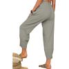 Maiyifu-GJ Women Cotton Linen Capri Yoga Pants Casual Drawstring Loose Beach Pant High Waist Wide Leg Trousers with Pockets (Grey,3X-Large) view 3