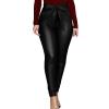 Maiyifu-GJ Women's Skinny Faux Leather Leggings Lightweight High Waist Bowknot Casual Pants Casual Sexy PU Leather Trousers (Black,Large) view 1