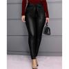 Maiyifu-GJ Women's Skinny Faux Leather Leggings Lightweight High Waist Bowknot Casual Pants Casual Sexy PU Leather Trousers (Black,Large) view 2