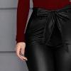 Maiyifu-GJ Women's Skinny Faux Leather Leggings Lightweight High Waist Bowknot Casual Pants Casual Sexy PU Leather Trousers (Black,Large) view 3