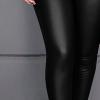 Maiyifu-GJ Women's Skinny Faux Leather Leggings Lightweight High Waist Bowknot Casual Pants Casual Sexy PU Leather Trousers (Black,Large) view 4