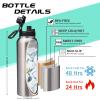 40oz Stainless Steel Water Bottle - Wide Mouth Vacuum Insulated Metal Water Bottle with Straw Lid & Paracord Handle, Sweat-Proof Water Flask Thermo Metal Mug with Strap for Gym Camping Hiking view 4