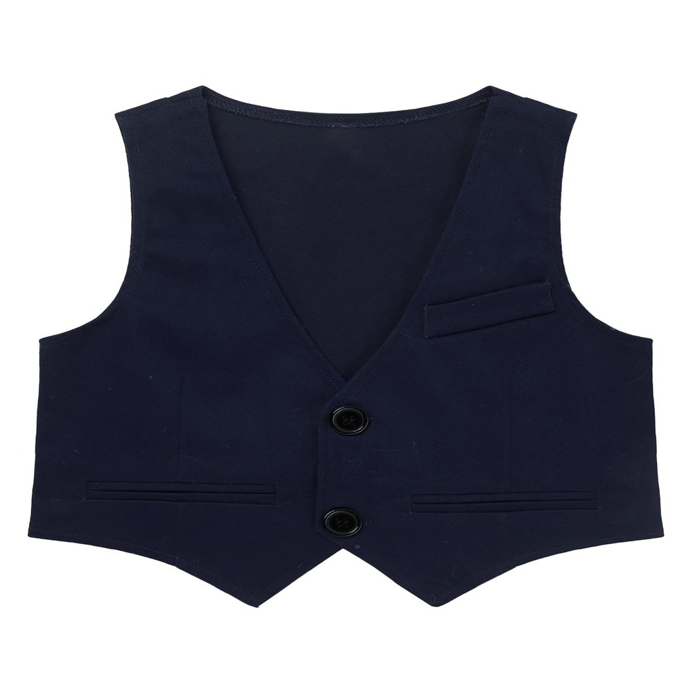 CHICTRY Kids Boys Formal Suit Vest 2 Buttons Single Breasted Wedding Birthday Pageant Waistcoat Navy Blue 2 Years