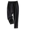 Maiyifu-GJ Women's Linen Cropped Wide Leg Pants High Elastic Waist Long Cropped Trousers Stretch Straight Summer Casual Pant (Black,X-Large) view 1