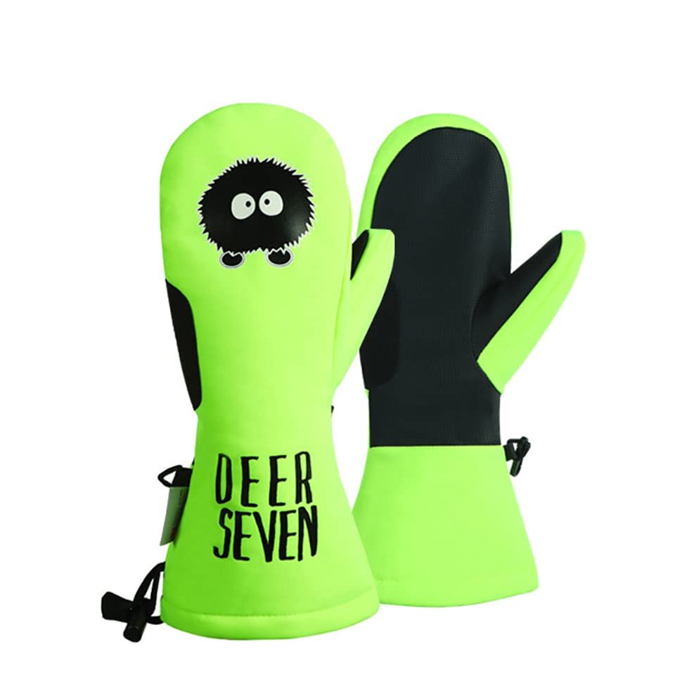 1Pair Men Women Ski Gloves Winter Outdoor Sports Windproof Waterproof Warm Fleece Skiing Snowboarding Mittens Kids Ski Gloves (Blue, Large-Kid)