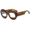 COTIA Unique Round Sunglasses Women Men Fashion Oversized Frame Retro Wide Leg Sun Glasses (leopard1) view 1