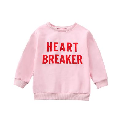 YINGISFITM Toddler Baby Girl Boy Valentines Day Outfit Crewneck Sweatshirt Long Sleeve Shirt Pullover Top Spring Clothes (pink-heart breaker,3-4T)