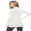 LE VONFORT Womens Turtleneck Long Sleeve Shirts Fleece Lined Lightweight Thermal Base Layer Off White Large view 3