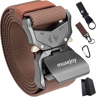 musejoy Tactical Belts For Men, 1.5" Nylon Web Work Belt with Heavy Duty Quick Release Tactical Belt