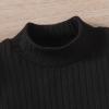 Fernvia Toddler Baby Girl Fall Winter Skirt Set Turtleneck Ribbed Long Sleeve T-Shirt Top & Plaid Skirts Dress 2Pcs Outfits (G Black, 18-24 Months) view 4