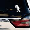 Bigfoot Sasquatch Rock On Holding American Flag Patriotic Sticker Decal Vinyl - White 5 Inches - No Background Die Cut for Car Boat Laptop view 2