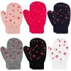 ONESING 5 Pair Toddler Mittens and Gloves - Black Warm Winter Gloves for Girls Boys - Newborn Mittens view 1