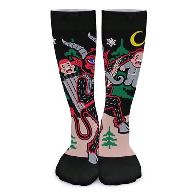 Merry Krampus Athletic Socks Knee High Socks Warm Stockings Stylish Tube Socks for Men Women