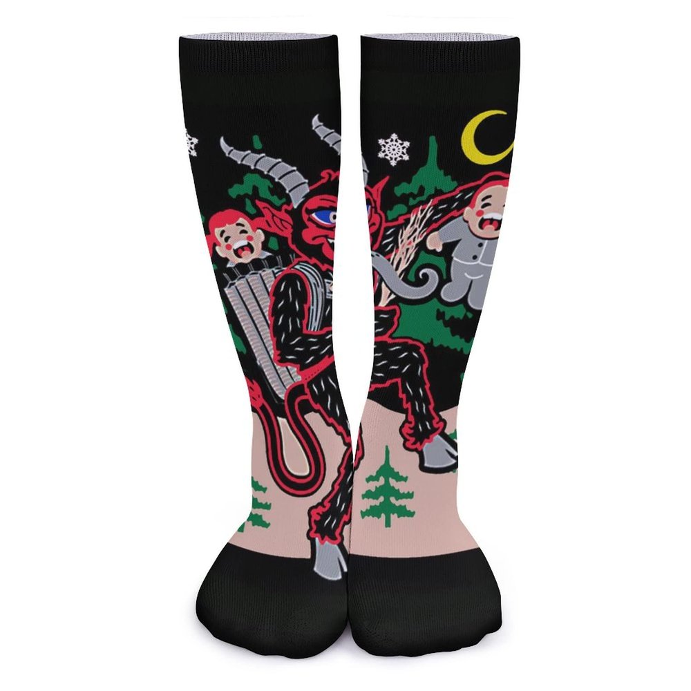 Merry Krampus Athletic Socks Knee High Socks Warm Stockings Stylish Tube Socks for Men Women