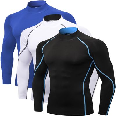 2/3 Pack Men's Compression Shirts Long Sleeve Workout Shirts Mock Turtleneck Athletic Base Layer Active Undershirts Tops