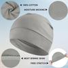 Headshion Cotton Skull Caps for Men Women,2-Pack Lightweight Beanie Sleep Hats Breathable Helmet Liner Grey,Ivory White view 2