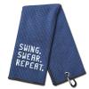 DYJYBMY Swing Swear Repeat Funny Blue Golf Towel, Embroidered Navy Bags Clip, Men, Birthday Golf Fan Gift view 1