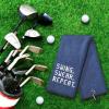 DYJYBMY Swing Swear Repeat Funny Blue Golf Towel, Embroidered Navy Bags Clip, Men, Birthday Golf Fan Gift view 4