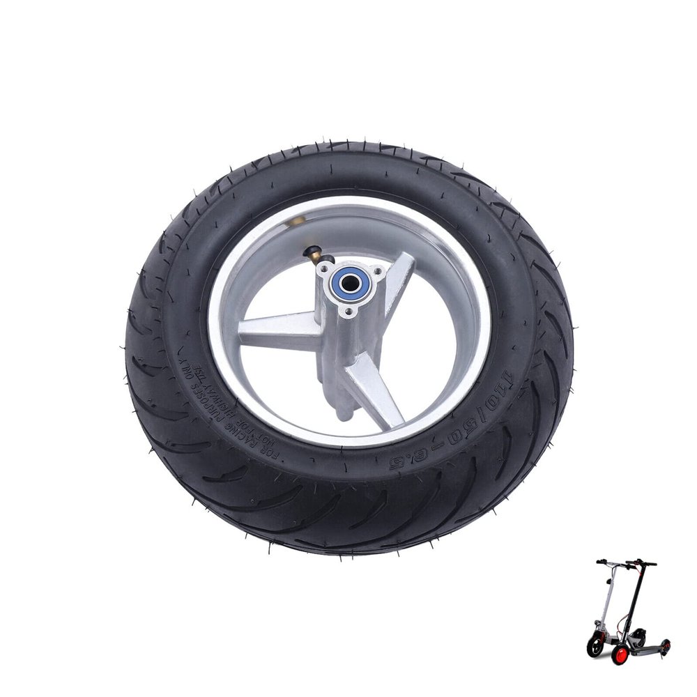 110/50-6.5 Electric Scooter Tire Replacement 10.63" w/Tyre Rim Hub Tube for 49cc 2 Stroke Mini Motor Bike Metal+Rubber Motorcycle Rear Wheel Parts USA in Stock