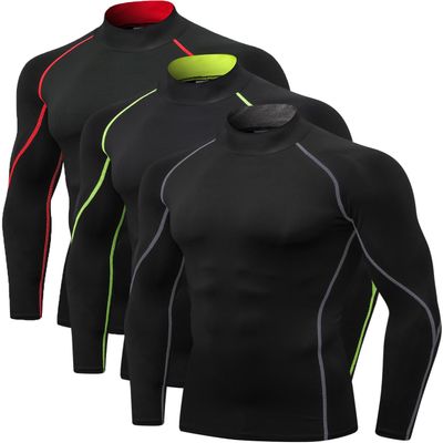 2/3 Pack Men's Compression Shirts Long Sleeve Workout Shirts Mock Turtleneck Athletic Base Layer Active Undershirts Tops