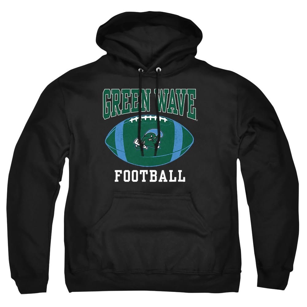 Tulane University Official Football Ball Unisex Adult Pull-Over Hoodie,Black, Large
