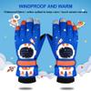 1Pair Winter Warm Ski Gloves Kids Snowmobile Skiing Snowboard Gloves Waterproof Gloves for Boys Children Cartoon Space (Navy, Small) view 3