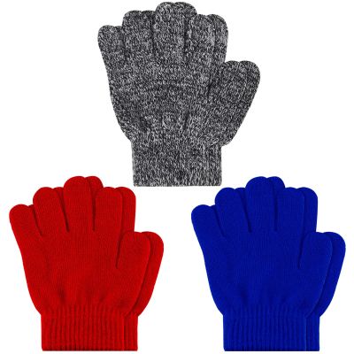 ONESING 3 Pairs Kids Winter Gloves - Stretchy Knit Gloves for Boys & Girls