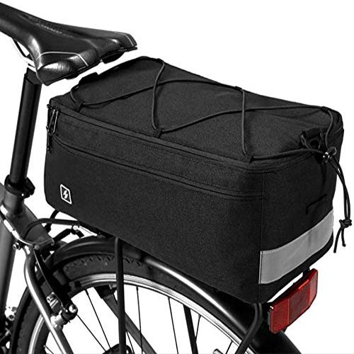 Bike Seat Bag, Insulated Trunk Cooler Bag for Warm or Cold Items, Bicycle Rear Rack Storage Luggage, Reflective Cycling MTB Bike Pannier Bag