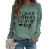 BOFUPAGO All I Need is Coffee and My Dog Sweatshirt for Women Dog Paw Love Heart Graphic Sweatshirts Long Sleeve Tops view 1
