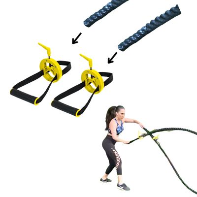 PCM Fitness Battle Gripz with 4 Grip Options for All Hand Size - Workout Accessories for Men and Women - Gym Equipment for Rope Game - Heavy Duty Grips for Home, Office, & Professional Gyms (Yellow)
