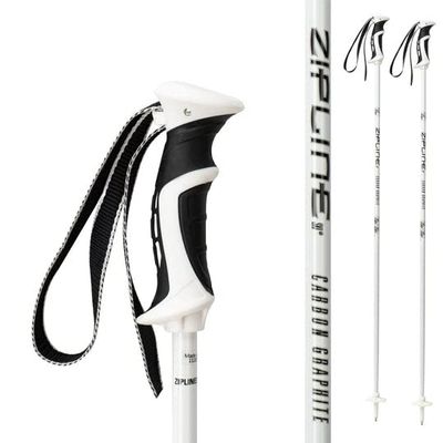 Zipline Lollipop 14.0 Graphite Carbon Composite Ski Poles Lightweight Ergonomic Grip, Vibration Dampening, Groomers and Freestyle. Choice of Skiers (White, 54" in./137 cm)