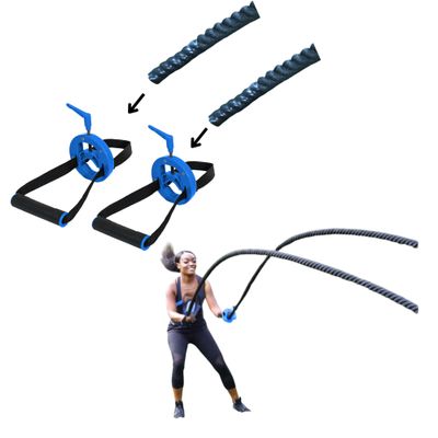 PCM Fitness Battle Gripz with 4 Grip Options for All Hand Size - Workout Accessories for Men and Women - Gym Equipment for Rope Game - Heavy Duty Grips for Home, Office, & Professional Gyms (Blue)