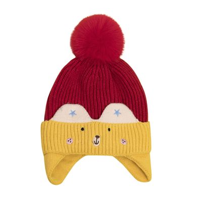 Baby Winter Hat Toddler Cartoon Beaniess Hats Girl Boy Pompom Beaniess for Kids Knit Warm Earflap (Red, One Size)