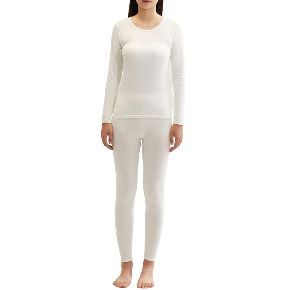 HGps8w Women's Thermal Underwear Set, Winter Warm Soft Crewneck Long Johns Lightweight Top & Bottom 2 Piece Set