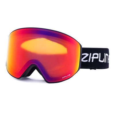 Zipline Podium XT Ski Goggles - No Fog Magnetic Lenses, Double Cylindrical Polycarbonate, Italian Inner Lens, Easy Lens Change - Used by Pros (Black Frame - Scorched - Amber Lens, Black Frame)