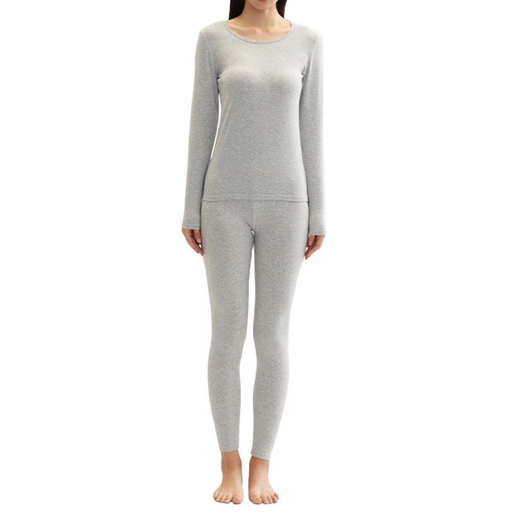 HGps8w Women's Thermal Underwear Set, Winter Warm Soft Crewneck Long Johns Lightweight Top & Bottom 2 Piece Set