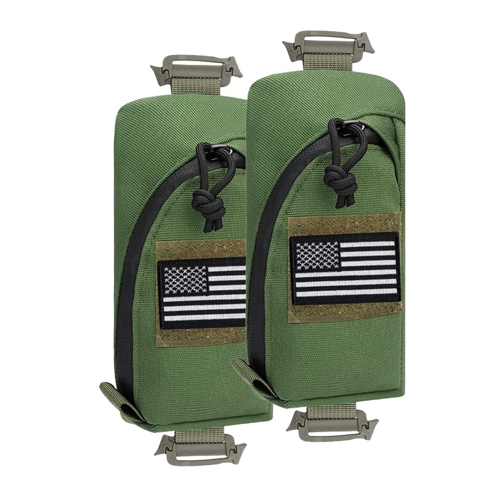 ERIQKCA 2 Pack Tactical Accessories Bag, Military Backpack Shoulder Strap Accessory, Small Medical Tactical Bag, EDC Utility Gadget Waist Pack, Molle Pouch Storage Pockets Green