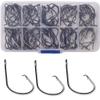 100pcs Offset in Line Fishing Hooks High Carbon Steel Fishing Hooks Circle Hooks Straight Eye Octopus Hook for Freshwater Saltwater Size 1#-5/0 (1/0) view 1