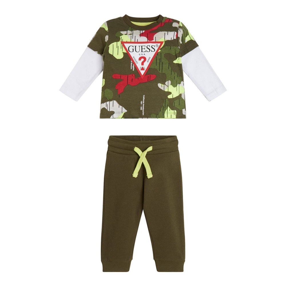 GUESS Baby Boys Triangle Stream Jersey 2 Piece Playwear Sets, Combat Camou Print, 6/9M US