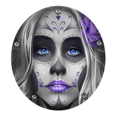 Custom Aluminum 5 Hole Twin Cam Derby Clutch Cover for Harley Davidson - Sugar Skull Purple (Glossy Finish, 1999-2018 Dyna Models)
