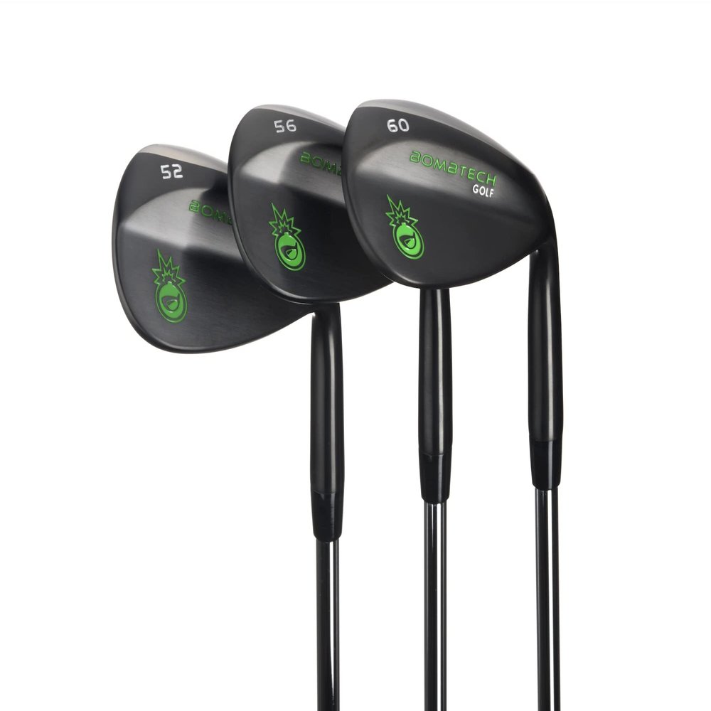 BombTech - Premium Golf Wedge Set - 52, 56, 60 Degrees Golf Wedges - Max Groove for Increased Spin - Black Wedges (Black)