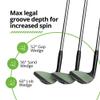 BombTech - Premium Golf Wedge Set - 52, 56, 60 Degrees Golf Wedges - Max Groove for Increased Spin - Black Wedges (Black) view 4
