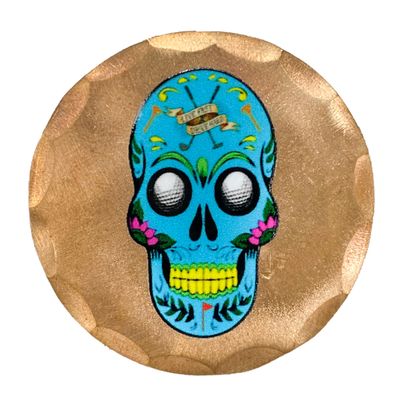 Sugar Skull Golfer Forged Copper Golf Ball Marker by Sunfish